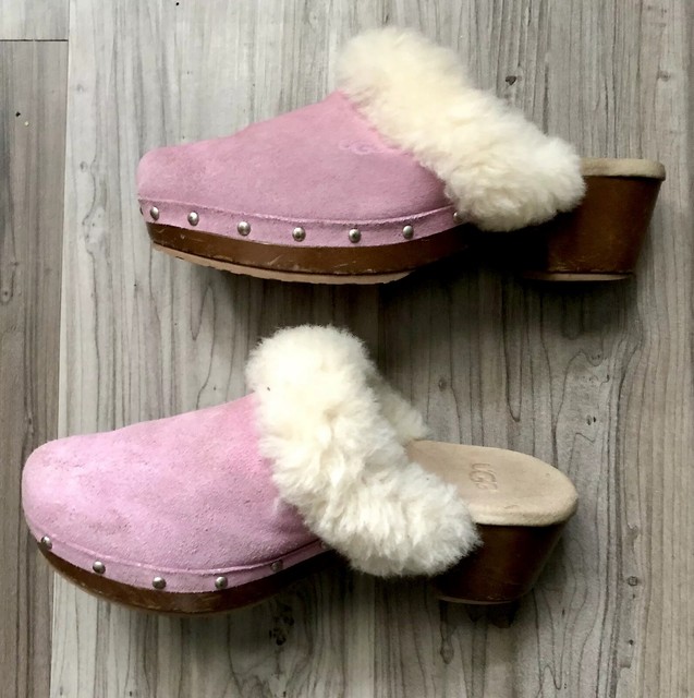 UGG AUSTRALIA âKALIEâ MULES/CLOGS SUEDE/GENUINE SHEARLING LINING GIRLS SIZE 2 | eBay