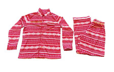 GIRLs PJ Set Red Winter Long Sleeve Button Up  Size Large 10/12 Cat  Jack
