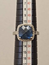 Sterling Silver 925 and Blue Sapphire Ring with CZ