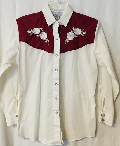 Western ELY Country Charmers Snap Button Down Shirt Embroidery Small