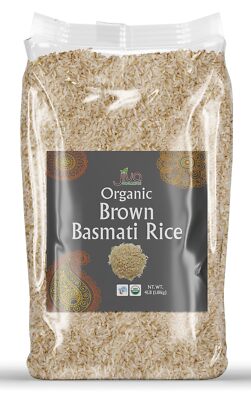 Jiva Organic Brown Basmati Rice 4 Pound Bag - Premium Quality From India