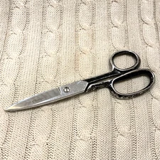 Vintage Clauss No. 468 Metal Scissors Length 8 1/4" Sewing Crafts 3” Cut USA