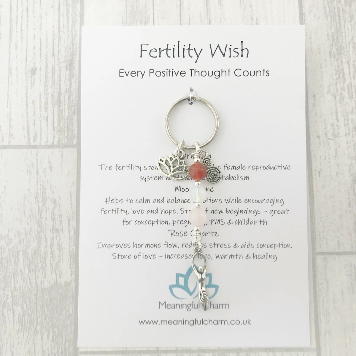Goddess Fertility Keyring Gemstone Pregnancy Conceive IVF Rose
