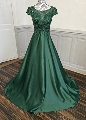 Festliches Kleid Prinzessin Spitze und Strümpfe Satin Grün Größe 38 Hochzeit Neu