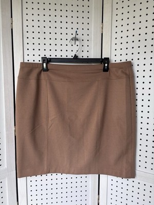 Ellen Tracy XXL Pull On Poly Rayon Stretch Skirt Classic Career Camel Brown