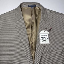 NEW Jos A Bank 1905 Sport Coat 46L 2B2V Wool Blend Brown Houndstooth