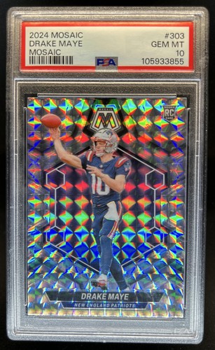 2024 Panini Mosaic Drake Maye Mosaic Prizm Rookie RC #303 Patriots PSA 10