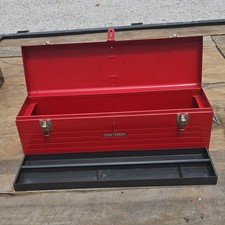 Craftsman Red Metal Tool Box Black Handle Metal Construction With Handle