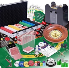 5 in 1 Super Casino Game Set: Blackjack/Texas Hold'em/Roulette/Craps/Poker Kit,