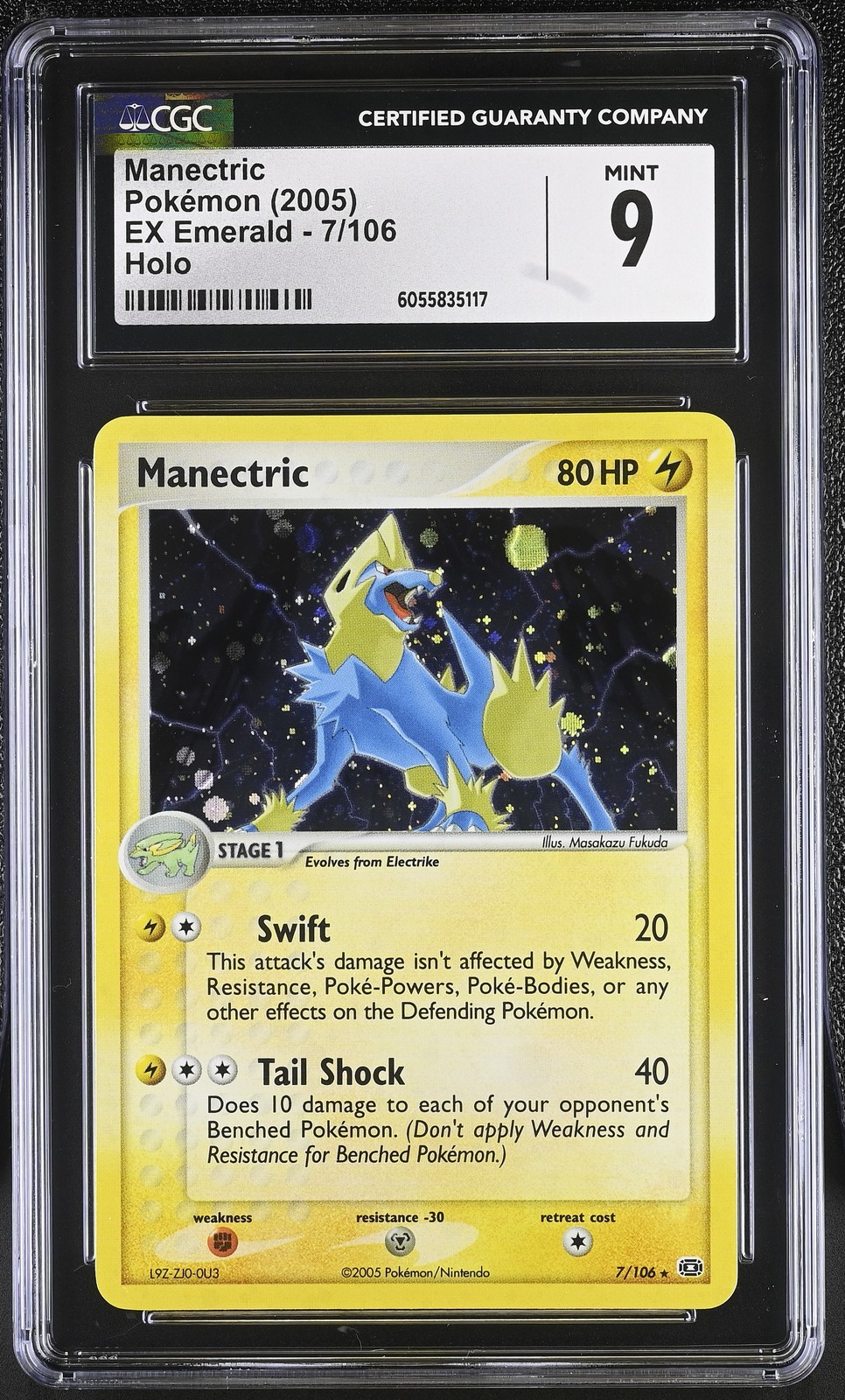 CGC 9 MINT Manectric 2005 EX Emerald 7/106 Holo Pokemon Card