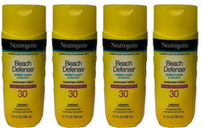 4 Neutrogena BEACH DEFENSE Water  Sun Sunscreen Lotion SPF 30 6.7 5 oz ea 521 