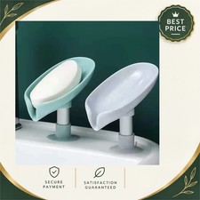 Leaf Shape Self-Draining Soap Holder with Suction Cup, Plastic Shower Soap Dish