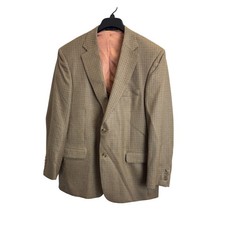 Austin Reed Mens 42R Tan Silk Houndstooth Two Button Blazer Sport Coat Jacket