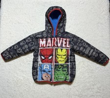 Marvel Avengers Kids Hooded Reversible Blue Sherpa Jacket Size 2T
