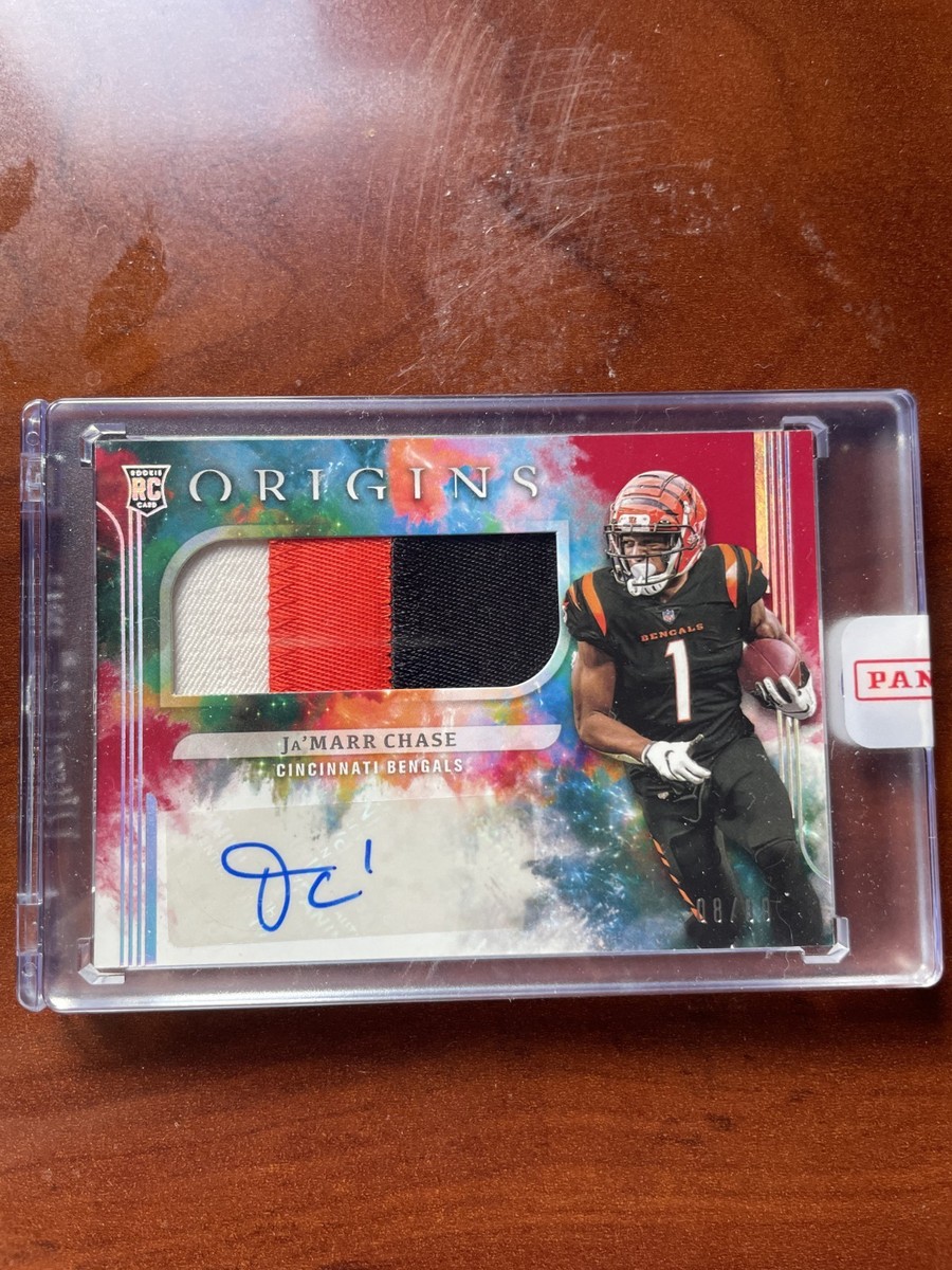 2021 ORIGINS JUMBO PATCH ON CARD AUTO RED JA'MARR CHASE ROOKIE /99