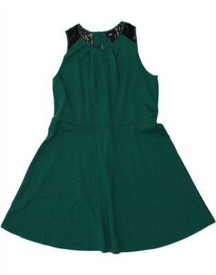 Mossimo Damen A-Linien Kleid UK 20 2XL Grün Baumwolle BU30