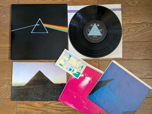 PINK FLOYD The Dark Side Of The Moon JAPAN LP w/ BOOK 2 Poster & Card Solid Blue