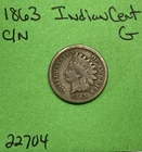 1863 Indian Head Cent 1c Good Copper-Nickel
