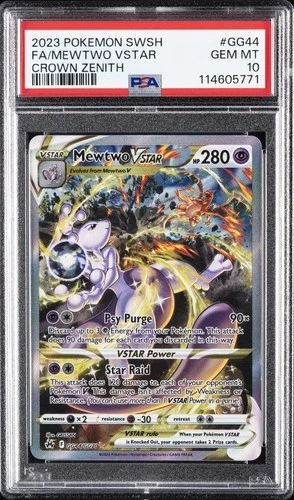 2023 POKEMON SWORD & SHIELD CROWN ZENITH #GG44 FULL ART/MEWTWO VSTAR PSA 10