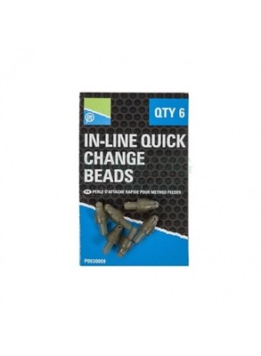Preston In-Line Quick Change Bead 6pcs for Method Feeder & Banjo Leash Carp
