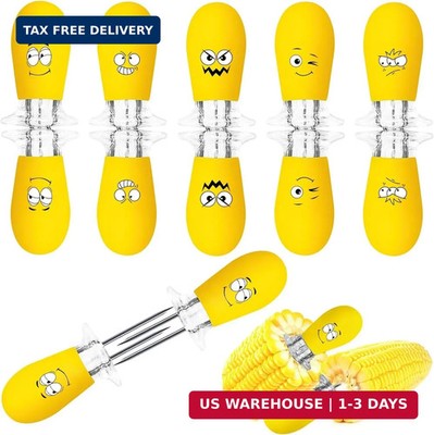 AUGSUN Corn Holders, 10Pcs/5 Pairs Corn Cob Holders Sets, Funny Faces Stainless