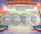1776 - 2026 P D S LIBERTY  DIME 4 COINS NEW BU + SILVER-CLAD  PROOF  PRE-SALE  .