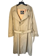 London Fog Towne Men’s Vintage Maincoat Trench Coat Double Breasted Long Sz 42R
