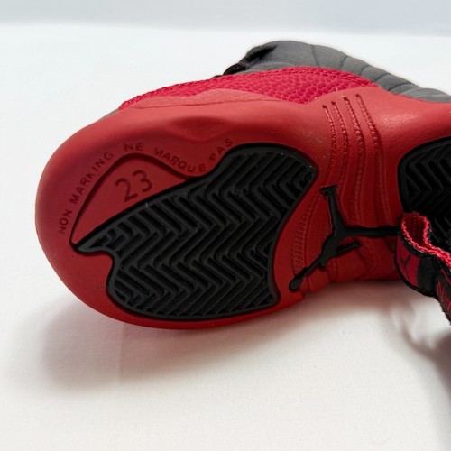 Jordan 12 Retro TD Toddler 6C Black Red Excellent Flu Game Sneakers 850000-002