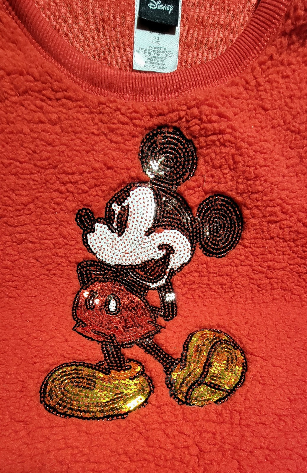 Disney Mickey Mouse Pullover Sequin Red Shirt Top… - image 6