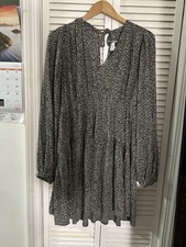 A New Day Women's Balloon Long Sleeve Mini Dress Leopard Size Large