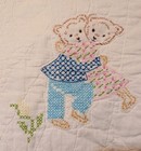 Vintage Hand Cross Stitched Baby Crib Quilt Bears — photo 2
