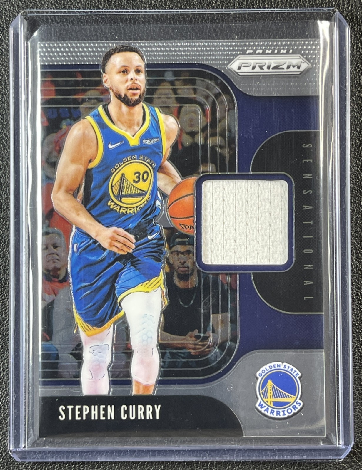 STEPHEN CURRY 2019-20 PANINI PRIZM #SS-SCU SENSATIONAL SWATCHES JERSEY WARRIORS