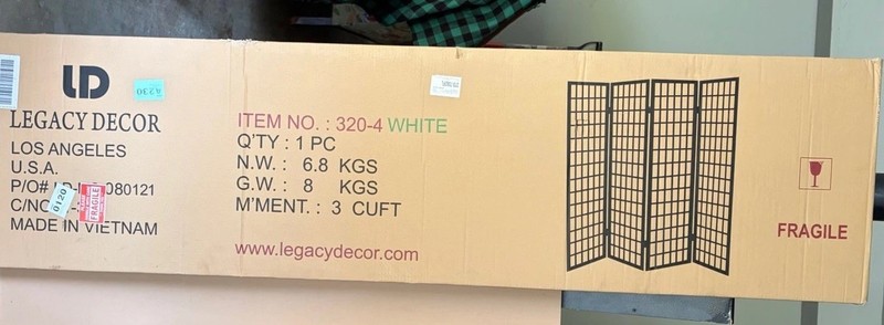 Legacy Decor Item 320-4 White Room Divider New In Box See Photos