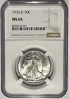 1936 D Walking Liberty Half Dollar 50c NGC MS64 ‼️BLAST WHITE WITH LUSTER‼️