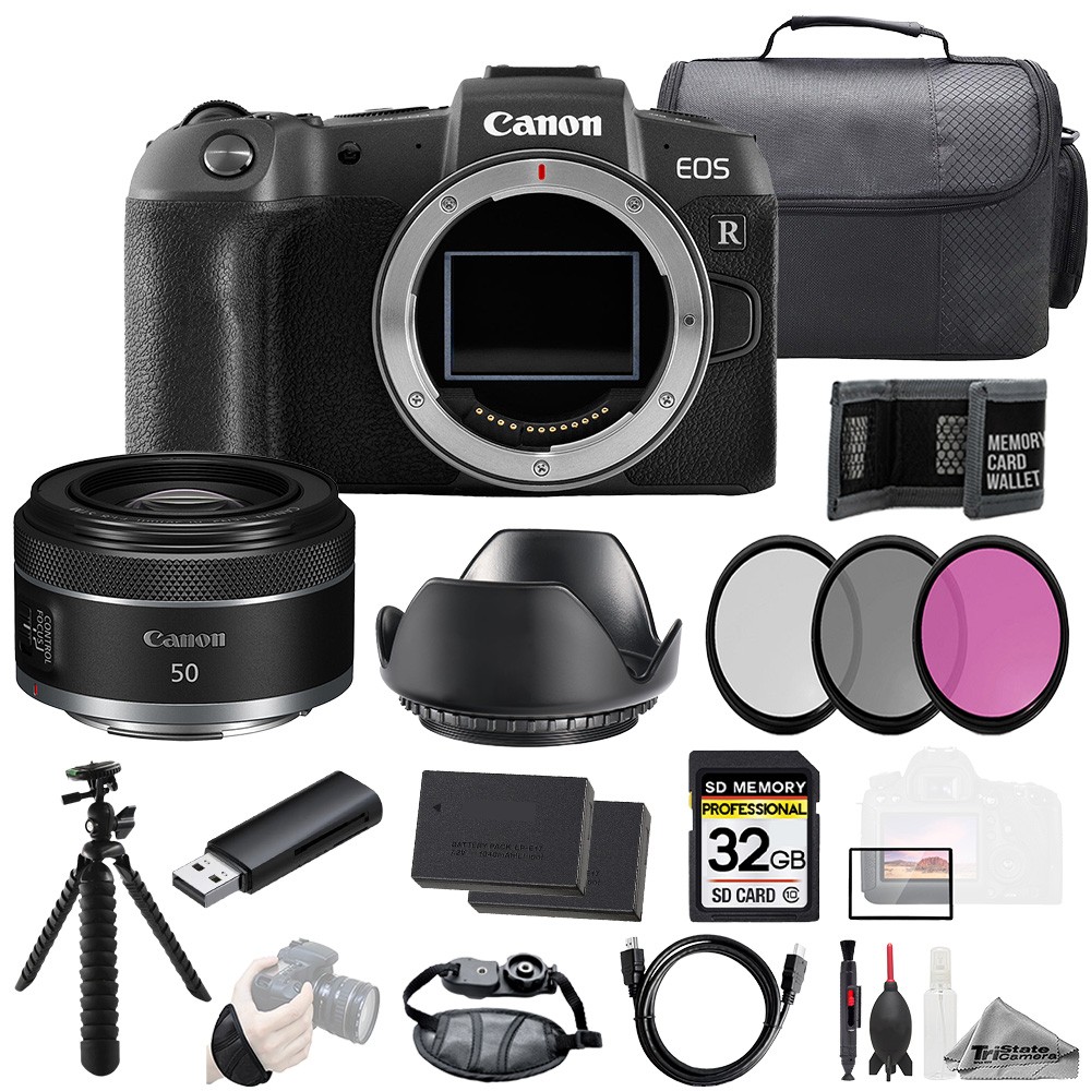 Canon EOS RP + RF 50mm f/1.8 STM Lens+32GB+Ext Bat+3PC Filter-Kit