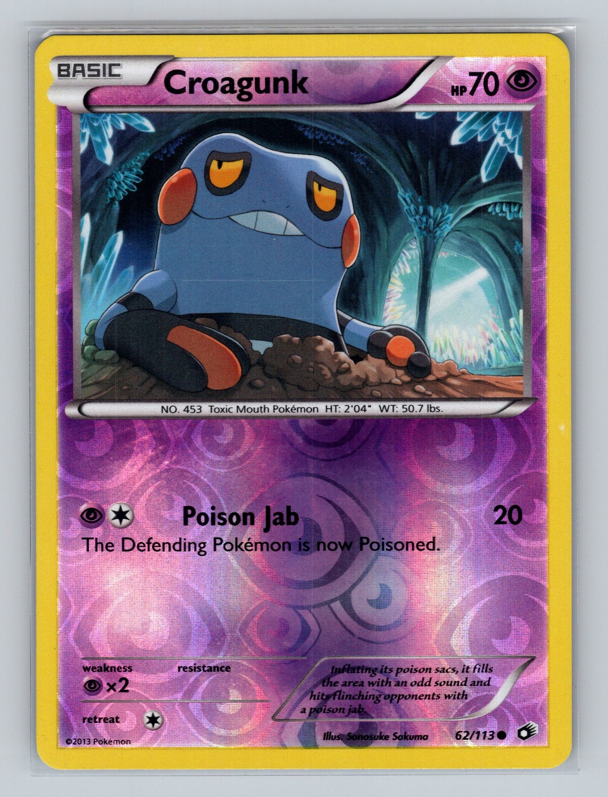 Croagunk Reverse Holo Pokemon Trading Card Game - Legendary Treasures 62/113 NM