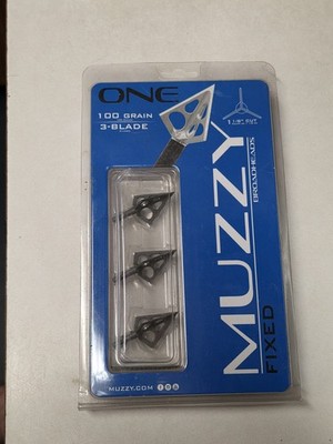Muzzy One Fixed Broadheads 100 Grain 1-1/8 Cut 3-Blade 3-Pack M2 New Sealed Bow