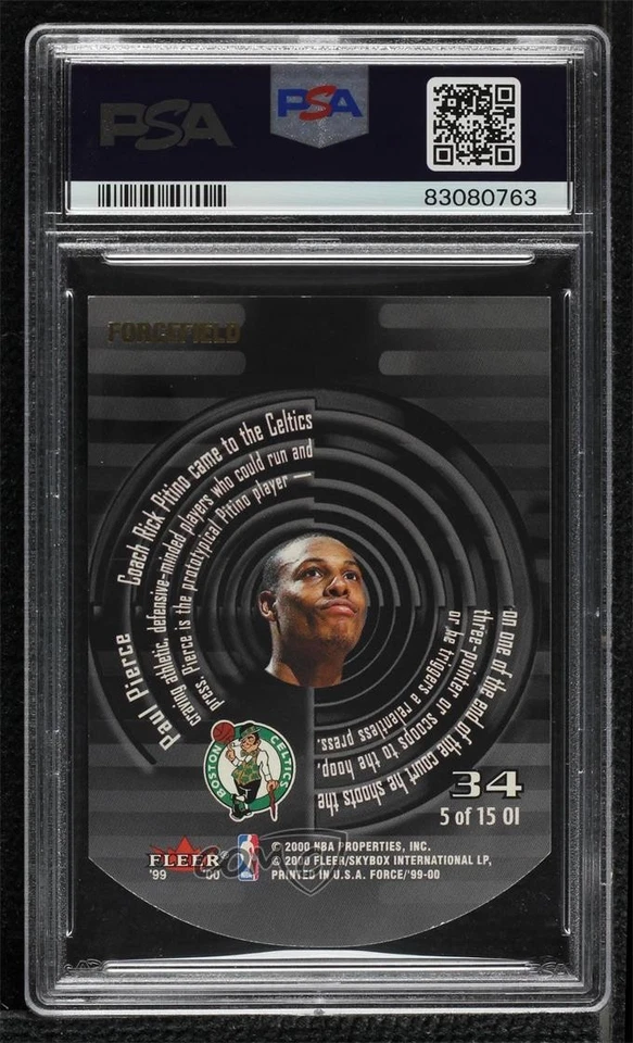 1999-00 Fleer Force Operation Invasion Forcefield Paul Pierce #5OI PSA 8 HOF - Image 2 of 2