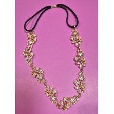 Gold Floral Vine Headband Rhinestone Leaf Hair Accessory Boho Wedding Festival