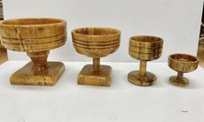 Lot of 4 Vintage Turned Wood Pedestal Bowl Goblet Decorations
