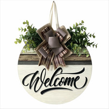 Welcome Sign Front Door Wreath Decoration Four Seasons Porch Decoration Pendant
