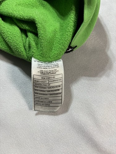 Vintage Hurley Full Zip Hoodie Mens Large Green Spell Out Grunge Skater Surf Y2K - Picture 6 of 8