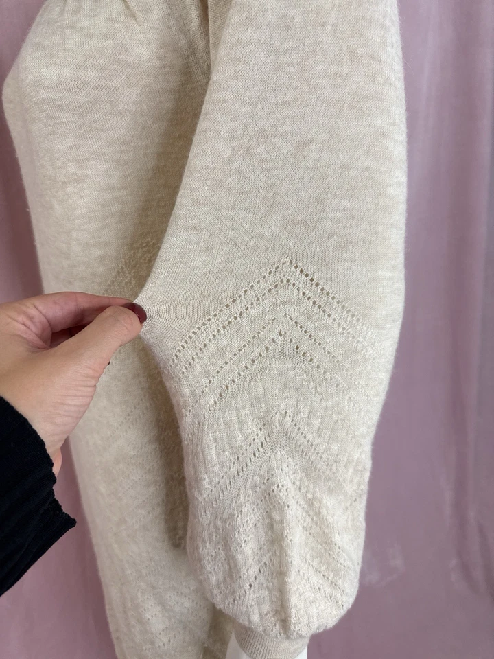 Vestido Suéter 3.1 Phillip Lim Mujer Crema Alpaca Talla XS Manga Globo Y2K Foto 4 de 4