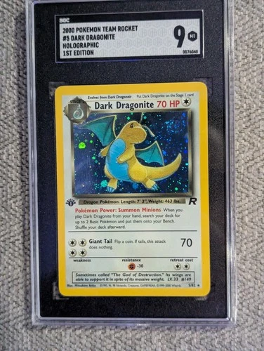 Dark Dragonite 5/82 1st Edition Holo - Team Rocket - SGC 9 - Prominent Swirl