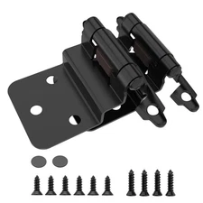 3/8 Inch Inset Cabinet Hinges Self Closing Flush Face Mount Matte Black 10 PCS