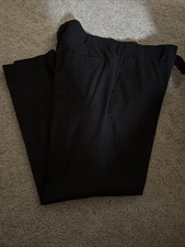 Axist Mens Dress Pants 36x30 Black Flat Front Button Pockets EUC