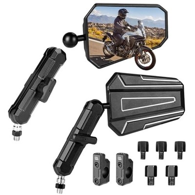 Adventure Motorcycle Mirrors, Full Billet Aluminum Alloy Universal M8 M10
