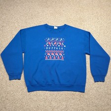 Ugly Buffalo Bills Christmas Sweatshirt Gildan Large Blue Red Crewneck Football