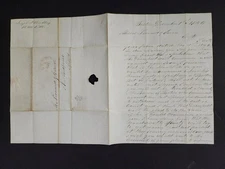 1846 antique STAMPLESS COVER LETTER ALS Jos WOODBURY re WOODWORTH PLANER patent