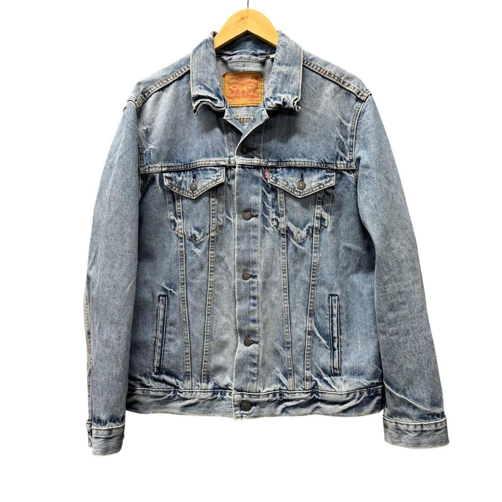 Levi's Trucker Jean Jacket Mens Large Classic Button Up Pockets Blue Denim